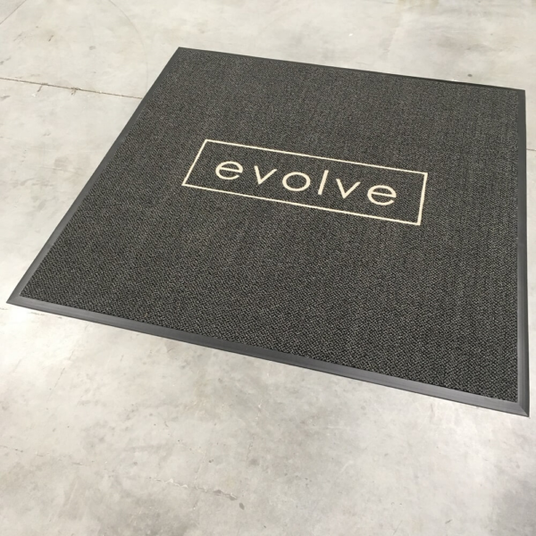 Square "evolve" logo mat, made with Equinox™ matting